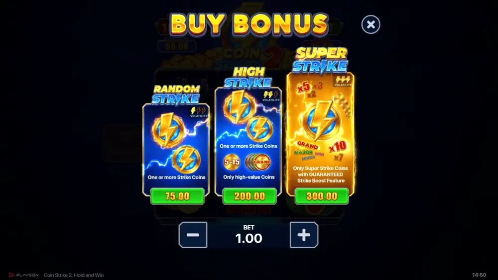 Bonus Buy Optionen in Coin Strike 2